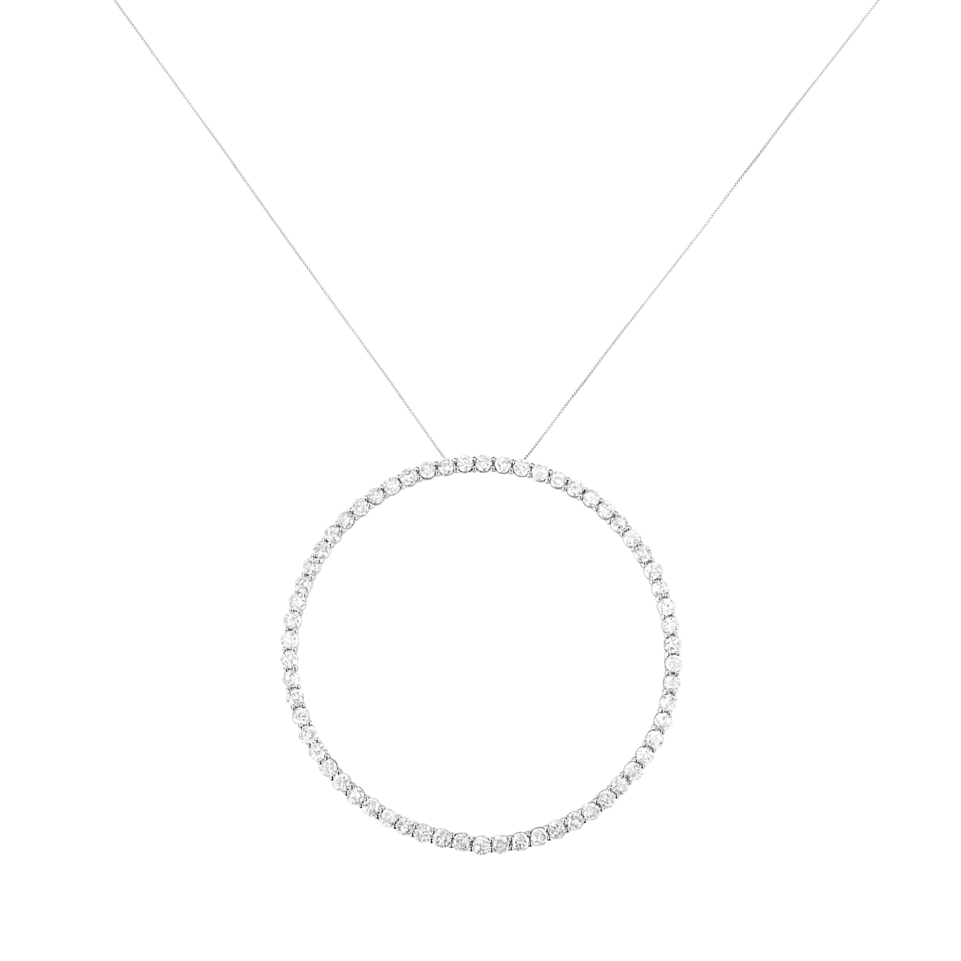 .925 Sterling Silver 5.0 Cttw Prong Set Round-cut Diamond Open Circle Hoop 18" Pendant Necklace (I-J Color, I2-I3 Clarity) Bids.com