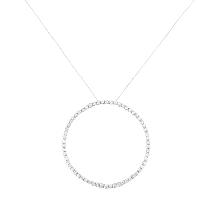 .925 Sterling Silver 5.0 Cttw Prong Set Round-cut Diamond Open Circle Hoop 18" Pendant Necklace (I-J Color, I2-I3 Clarity) Bids.com