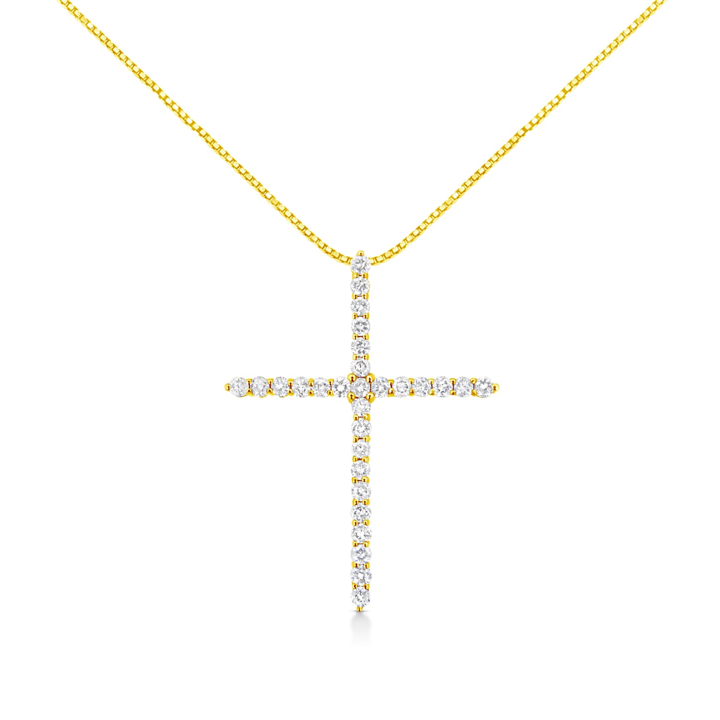 10K Yellow Gold Plated .925 Sterling Silver 3.0 Cttw Prong-Set Round Brilliant Cut Diamond Cross 18" Pendant Necklace (J-K Color, I1-I2 Clarity) Bids.com