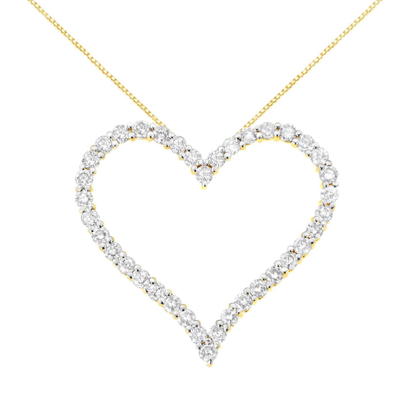 10k Yellow Gold Plated .925 Sterling Silver 3.0 cttw Round-Cut Diamond Open Heart Pendant Necklace (J-K Color, I1-I2 Clarity) - 18" Bids.com