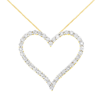 10k Yellow Gold Plated .925 Sterling Silver 3.0 cttw Round-Cut Diamond Open Heart Pendant Necklace (J-K Color, I1-I2 Clarity) - 18" Bids.com