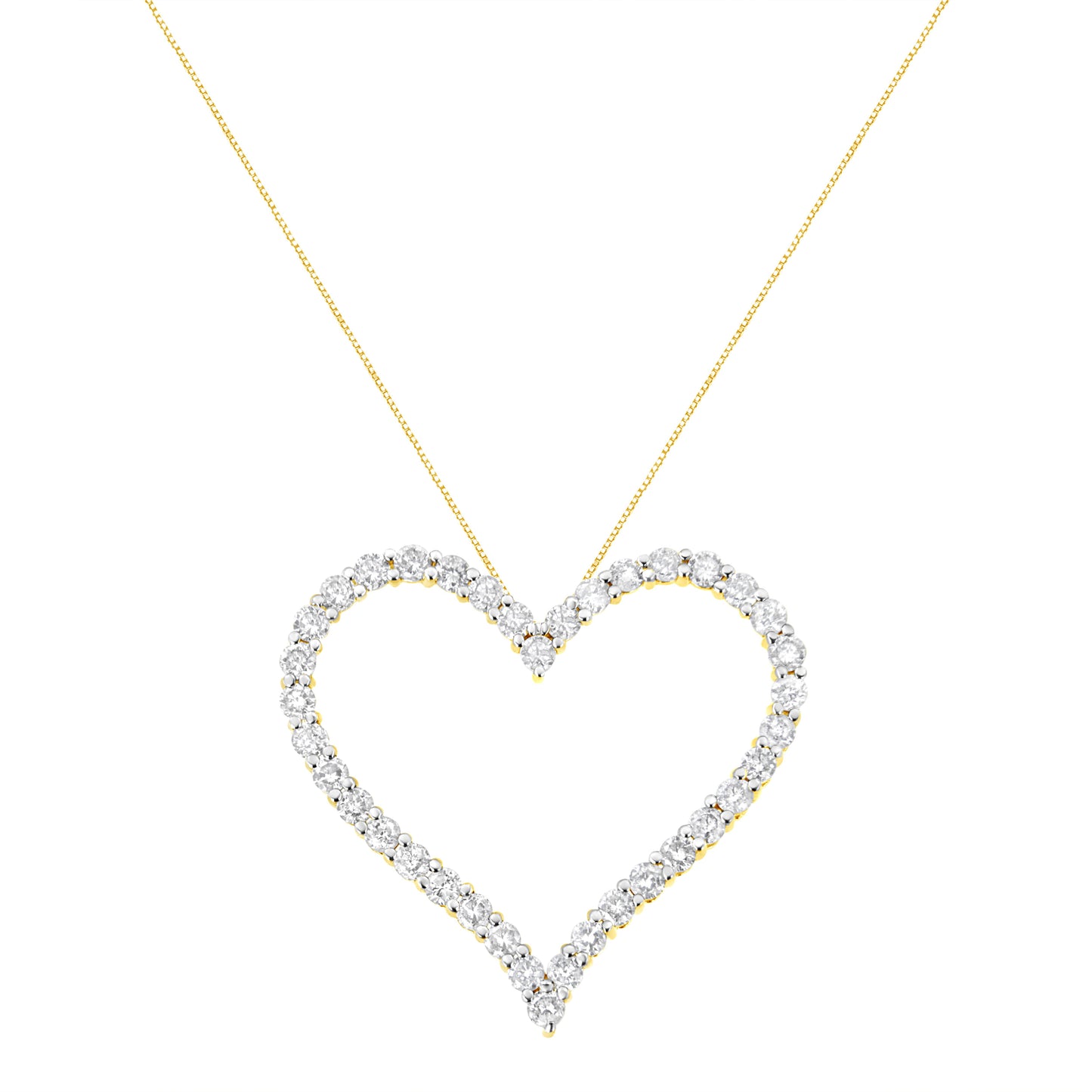 10k Yellow Gold Plated .925 Sterling Silver 3.0 cttw Round-Cut Diamond Open Heart Pendant Necklace (J-K Color, I1-I2 Clarity) - 18" Bids.com