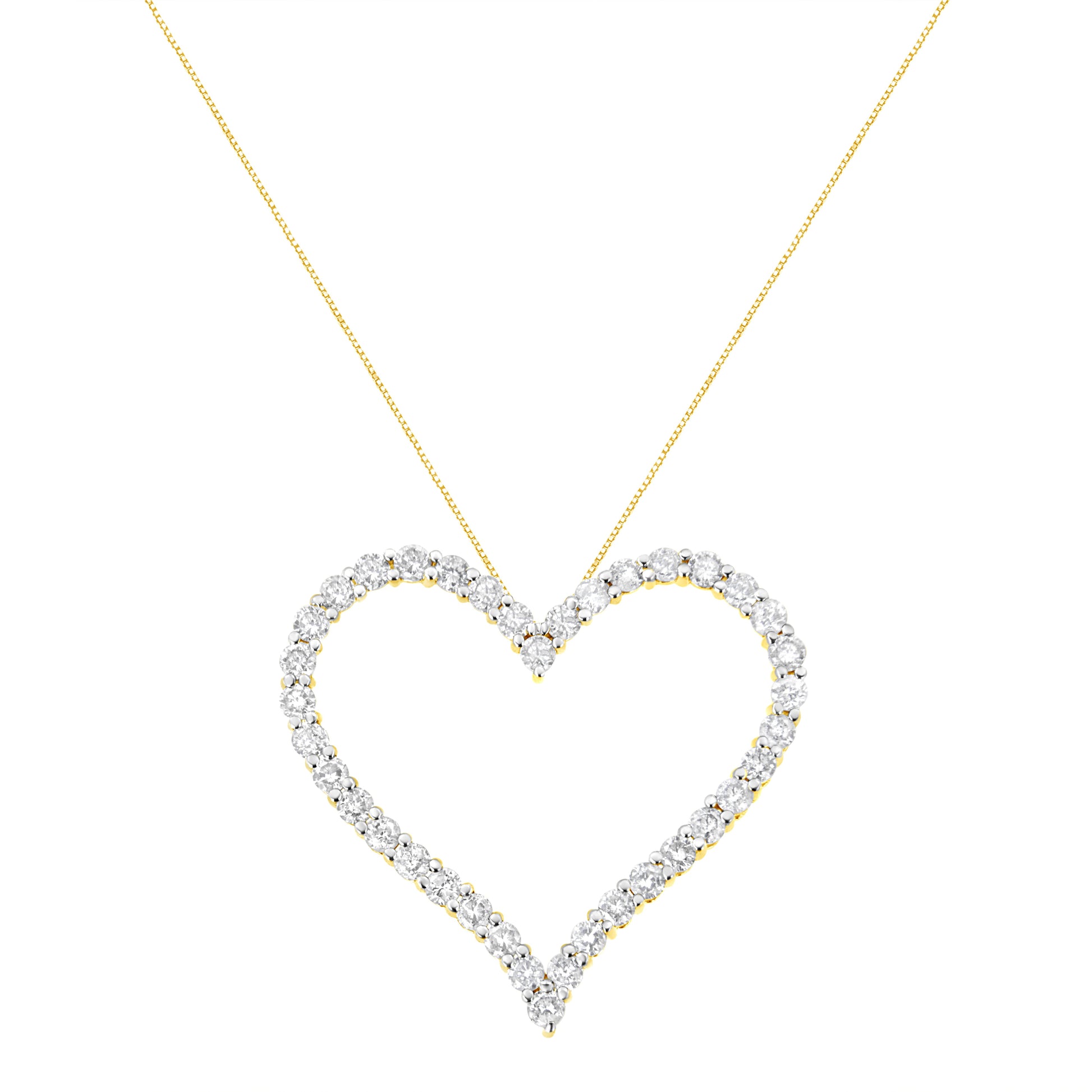10k Yellow Gold Plated .925 Sterling Silver 3.0 cttw Round-Cut Diamond Open Heart Pendant Necklace (J-K Color, I1-I2 Clarity) - 18" Bids.com