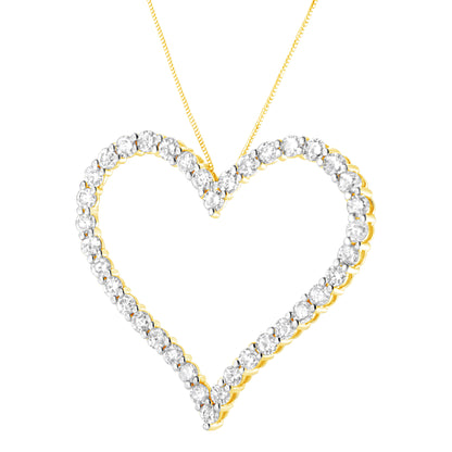 10k Yellow Gold Plated .925 Sterling Silver 3.0 cttw Round-Cut Diamond Open Heart Pendant Necklace (J-K Color, I1-I2 Clarity) - 18" Bids.com