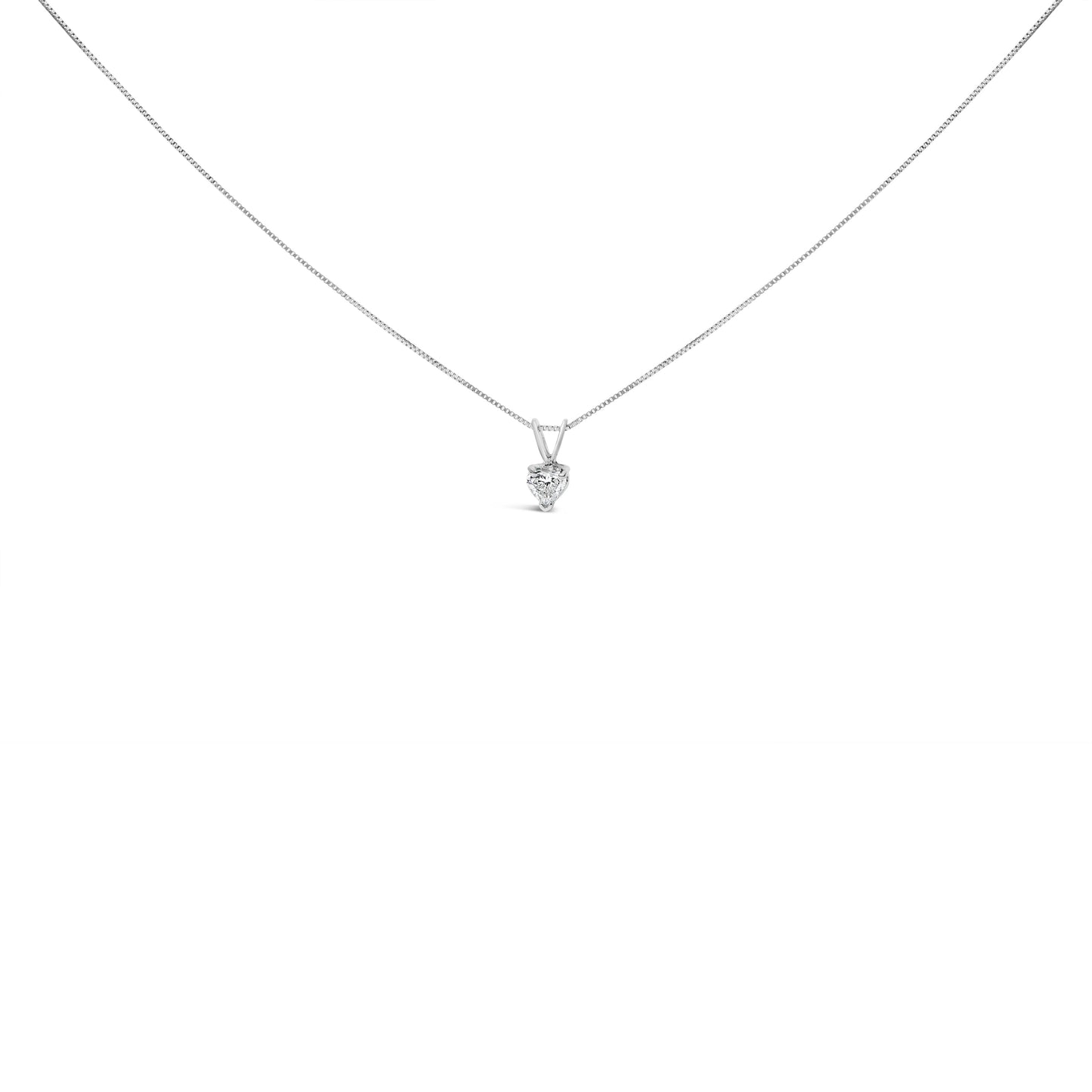 14K White Gold 3/8 Cttw Heart-Shaped Diamond Classic Solitaire 18" Pendant Necklace (H-I Color, VS2-SI1 Clarity) Bids.com
