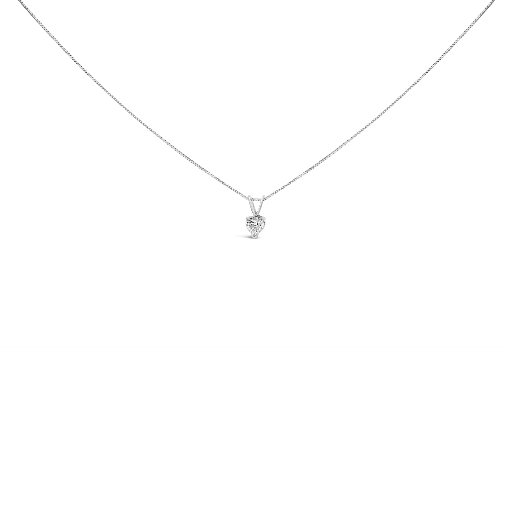 14K White Gold 1/5 Cttw 3-Prong Set Heart Shaped Solitaire Lab Grown Diamond 18" Pendant Necklace (F-G Color, VS2-SI1 Clarity) Bids.com