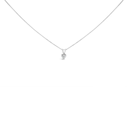 14K White Gold 1/5 Cttw 3-Prong Set Heart Shaped Solitaire Lab Grown Diamond 18" Pendant Necklace (F-G Color, VS2-SI1 Clarity) Bids.com
