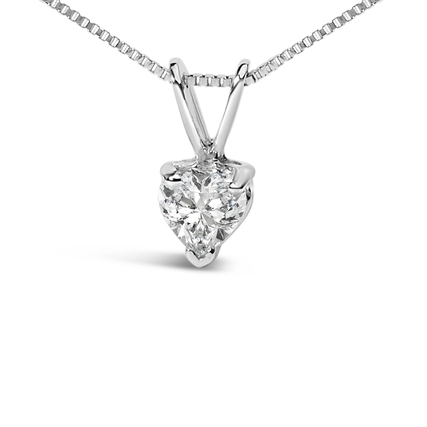 14K White Gold 1/5 Cttw 3-Prong Set Heart Shaped Solitaire Lab Grown Diamond 18" Pendant Necklace (F-G Color, VS2-SI1 Clarity) Bids.com