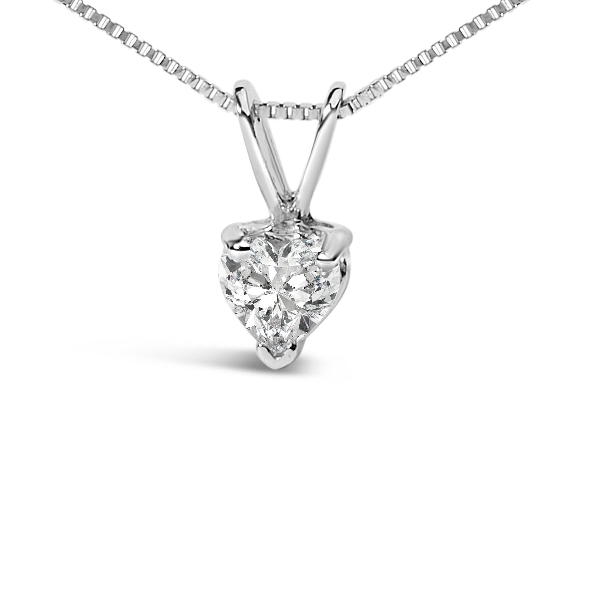 14K White Gold 1/5 Cttw 3-Prong Set Heart Shaped Solitaire Lab Grown Diamond 18" Pendant Necklace (F-G Color, VS2-SI1 Clarity) Bids.com