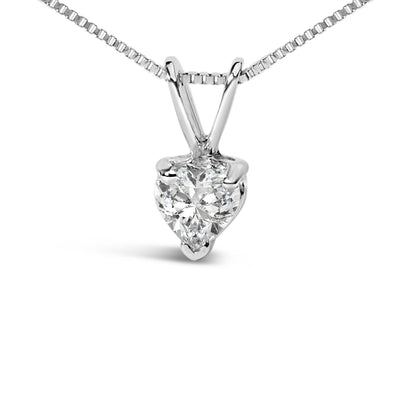 14K White Gold 1/5 Cttw 3-Prong Set Heart Shaped Solitaire Lab Grown Diamond 18" Pendant Necklace (F-G Color, VS2-SI1 Clarity) Bids.com