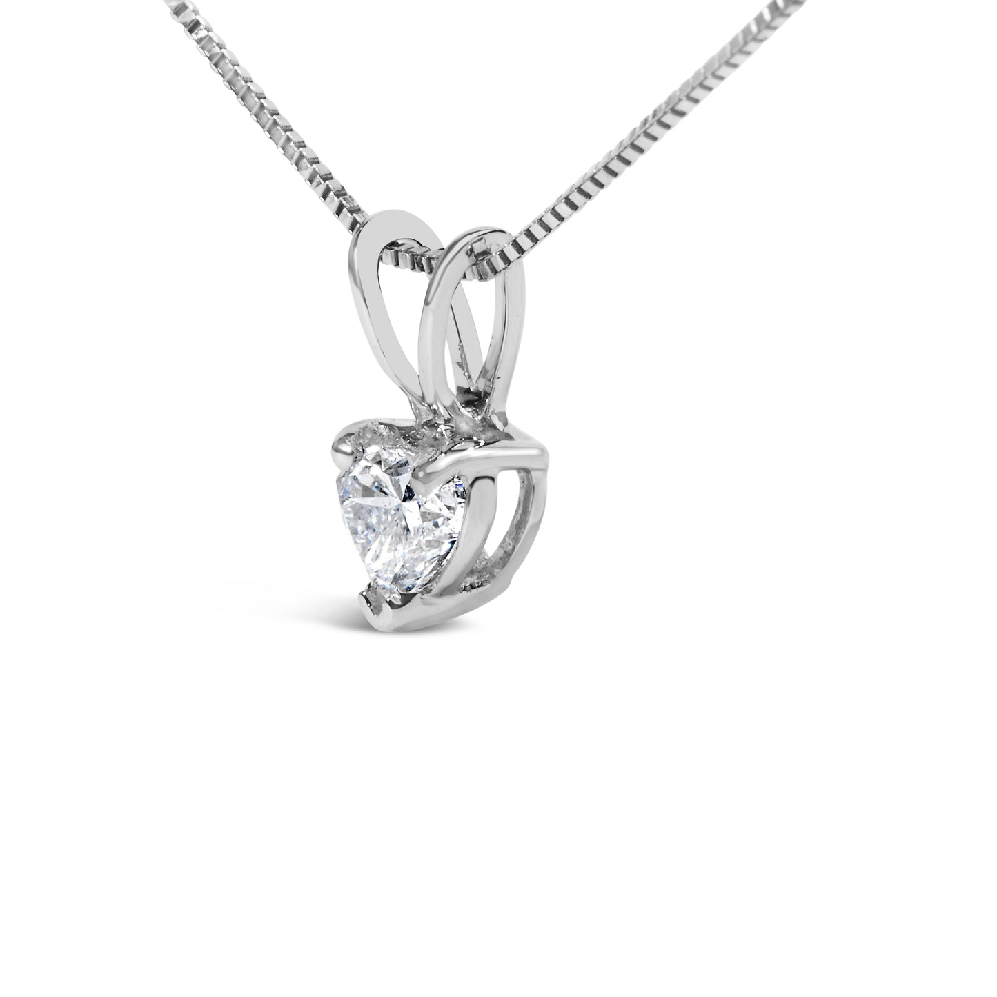 14K White Gold 1/5 Cttw 3-Prong Set Heart Shaped Solitaire Lab Grown Diamond 18" Pendant Necklace (F-G Color, VS2-SI1 Clarity) Bids.com