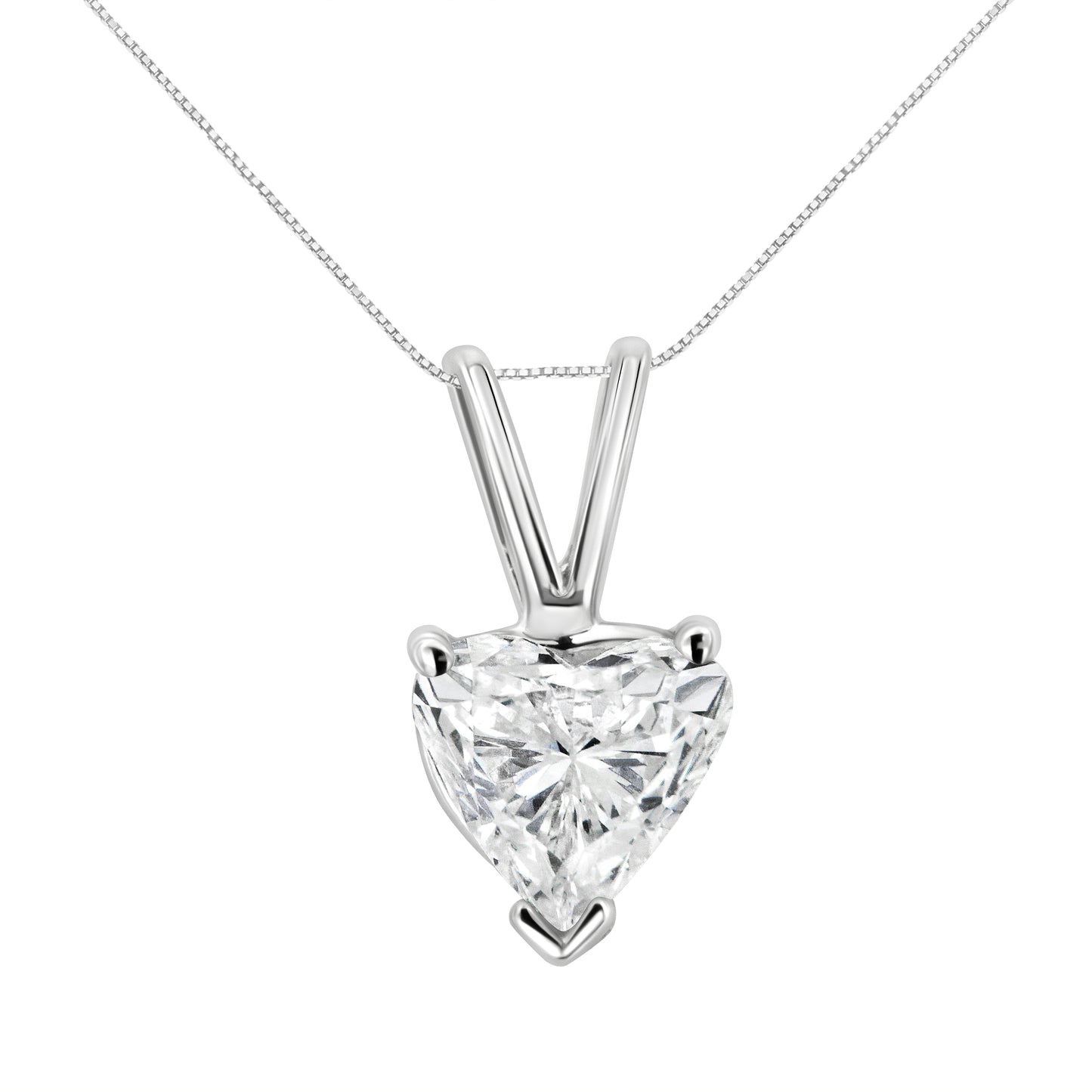 14K White Gold 1/5 Cttw 3-Prong Set Heart Shaped Solitaire Lab Grown Diamond 18" Pendant Necklace (F-G Color, VS2-SI1 Clarity) Bids.com