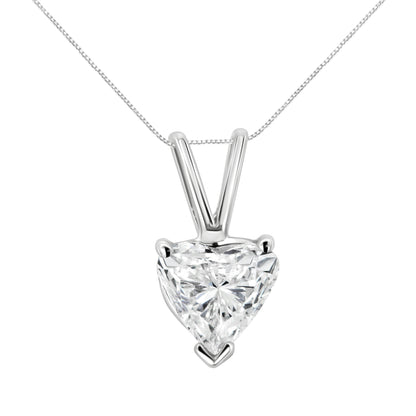 14K White Gold 1/5 Cttw 3-Prong Set Heart Shaped Solitaire Lab Grown Diamond 18" Pendant Necklace (F-G Color, VS2-SI1 Clarity) Bids.com