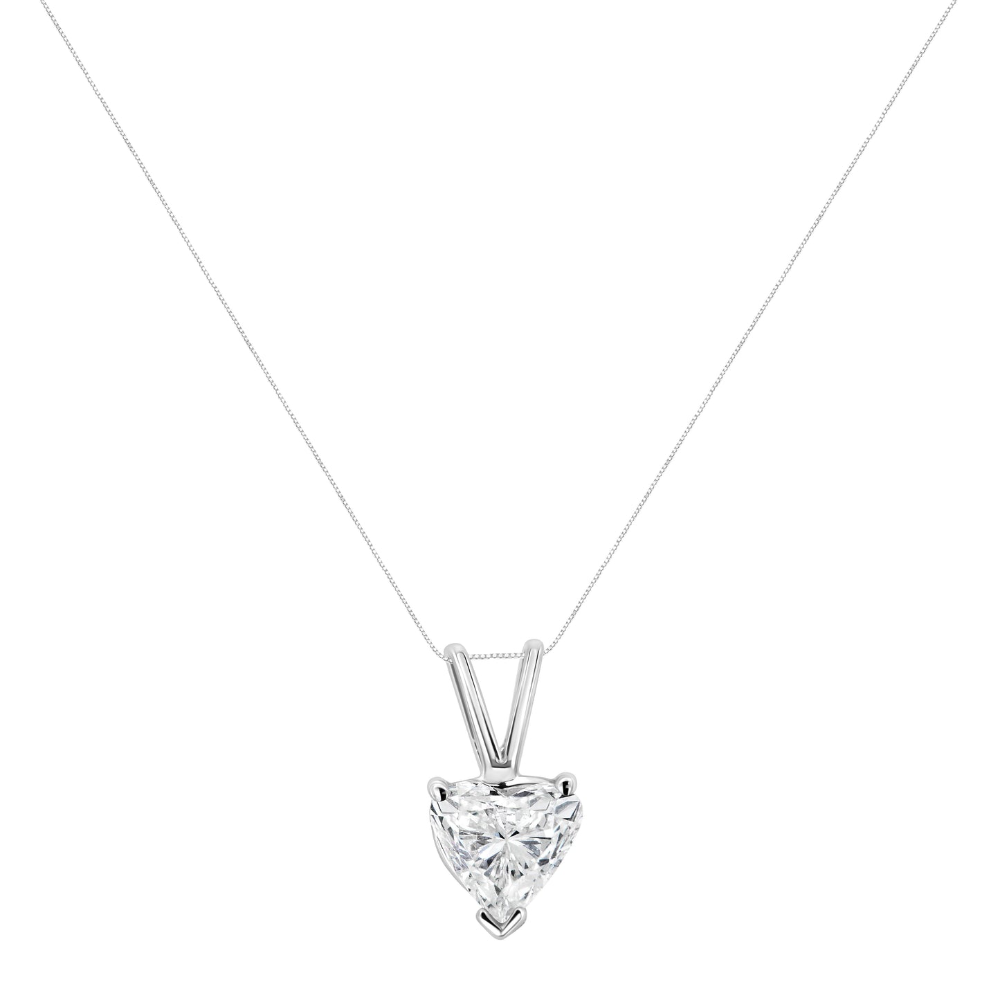 14K White Gold 3/8 Cttw Heart-Shaped Diamond Classic Solitaire 18" Pendant Necklace (H-I Color, VS2-SI1 Clarity) Bids.com