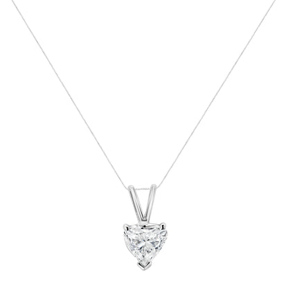 14K White Gold 3/8 Cttw Heart-Shaped Diamond Classic Solitaire 18" Pendant Necklace (H-I Color, VS2-SI1 Clarity) Bids.com