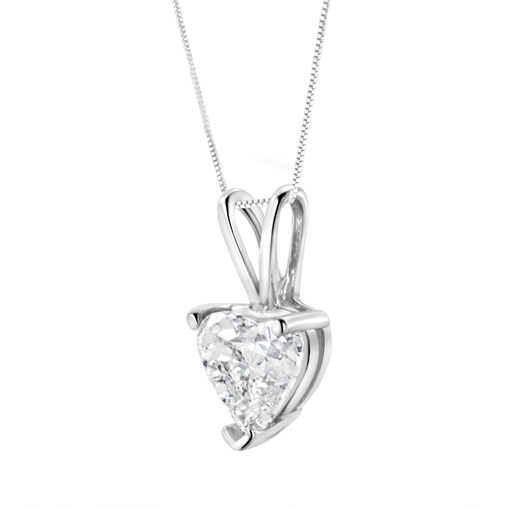 14K White Gold 3/8 Cttw Heart-Shaped Diamond Classic Solitaire 18" Pendant Necklace (H-I Color, VS2-SI1 Clarity) Bids.com