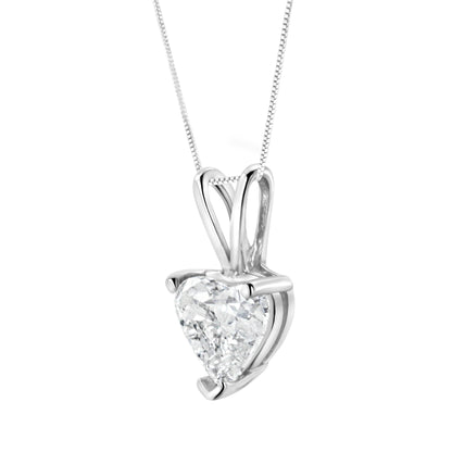 14K White Gold 3/8 Cttw Heart-Shaped Diamond Classic Solitaire 18" Pendant Necklace (H-I Color, VS2-SI1 Clarity) Bids.com