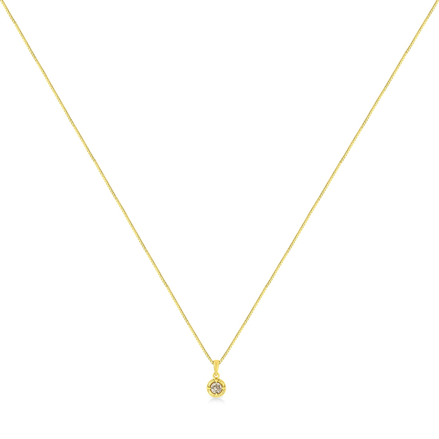 14K Yellow Gold Plated .925 Sterling Silver 1/2 Cttw Brilliant Round Cut Diamond Solitaire Milgrain 18" Pendant Necklace (K-L Color, I2-I3 Clarity) Bids.com