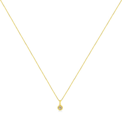 14K Yellow Gold Plated .925 Sterling Silver 1/2 Cttw Brilliant Round Cut Diamond Solitaire Milgrain 18" Pendant Necklace (K-L Color, I2-I3 Clarity) Bids.com