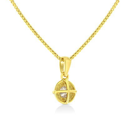 14K Yellow Gold Plated .925 Sterling Silver 1/2 Cttw Brilliant Round Cut Diamond Solitaire Milgrain 18" Pendant Necklace (K-L Color, I2-I3 Clarity) Bids.com