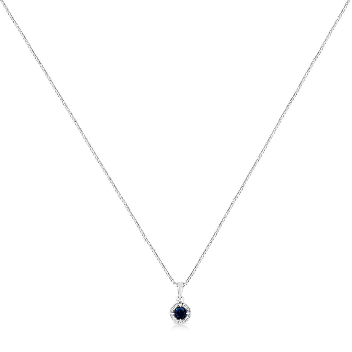 .925 Sterling Silver 3/4 Cttw Treated Blue Diamond Solitaire 18" Milgrain Pendant Necklace (Blue Color, I1-I2 Clarity) Bids.com
