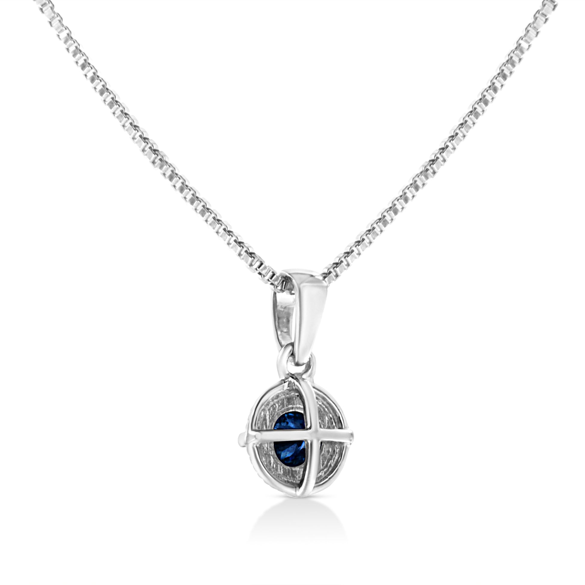 .925 Sterling Silver 3/4 Cttw Treated Blue Diamond Solitaire 18" Milgrain Pendant Necklace (Blue Color, I1-I2 Clarity) Bids.com