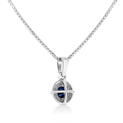 .925 Sterling Silver 3/4 Cttw Treated Blue Diamond Solitaire 18" Milgrain Pendant Necklace (Blue Color, I1-I2 Clarity) Bids.com