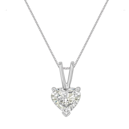 14K White Gold 3/8 Cttw Heart-Shaped Diamond Classic Solitaire 18" Pendant Necklace (H-I Color, VS2-SI1 Clarity) Bids.com