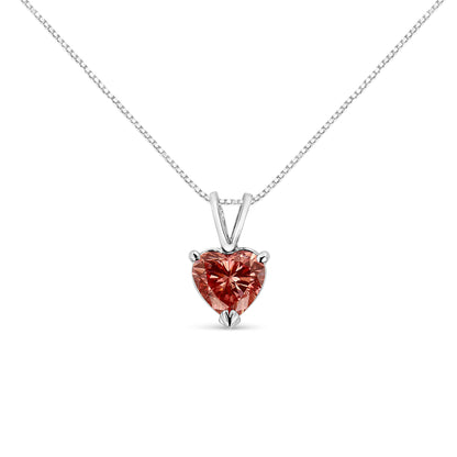 IGI Certified 14K White Gold Martini Set 1.00 Cttw Lab Grown Pink Heart Diamond Solitaire 18" Pendant Necklace (Pink Color, SI2 Clarity) Bids.com