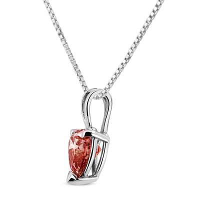 IGI Certified 14K White Gold Martini Set 1.00 Cttw Lab Grown Pink Heart Diamond Solitaire 18" Pendant Necklace (Pink Color, SI2 Clarity) Bids.com