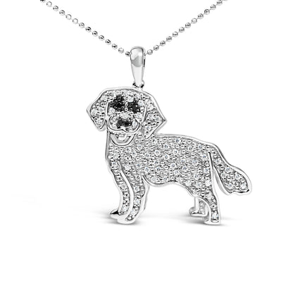 .925 Sterling Silver 1/3 Cttw White and Black Diamond  Labrador Retriever Dog Pendant Necklace (I-J Color, I2-I3 Clarity) - 18" Inches Bids.com