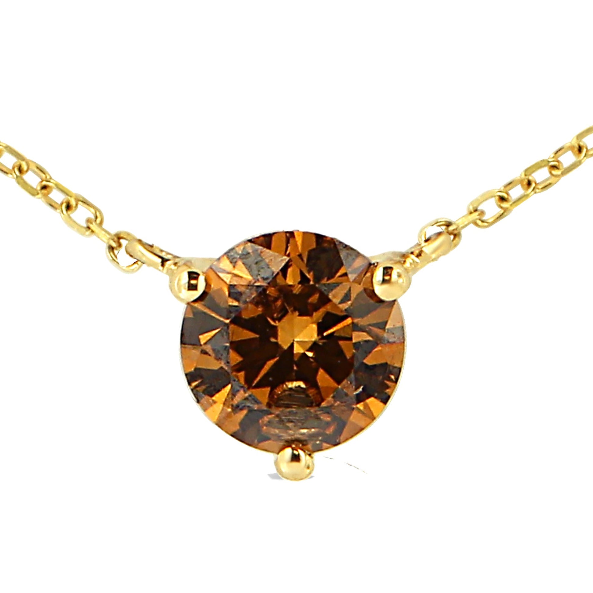 14K Yellow Gold 1/2 Cttw Martini Set Lab Grown Yellow Diamond Solitaire 18" Pendant Necklace (Yellow Color, VS2-SI1 Clarity) Bids.com