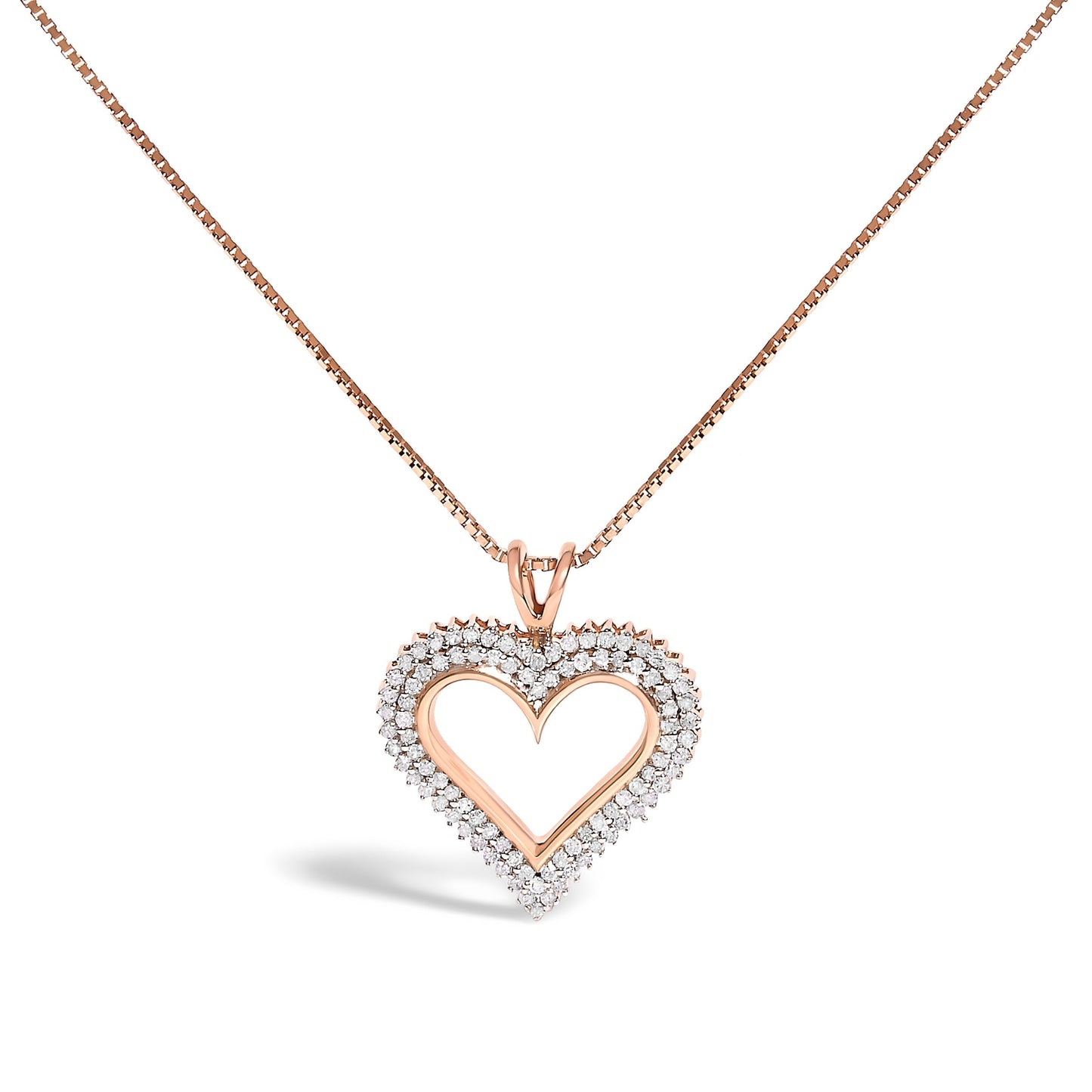 .925 Sterling Silver 1.00 Cttw Diamond Heart 18" Pendant Necklace (I-J Color, I2-I3 Clarity) Bids.com