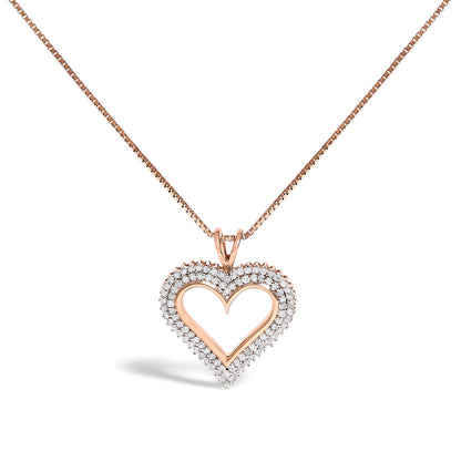 .925 Sterling Silver 1.00 Cttw Diamond Heart 18" Pendant Necklace (I-J Color, I2-I3 Clarity) Bids.com