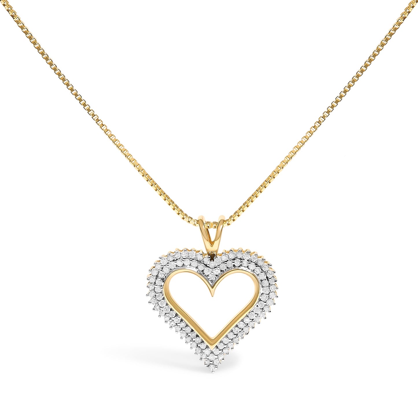 .925 Sterling Silver 1.00 Cttw Diamond Heart 18" Pendant Necklace (I-J Color, I2-I3 Clarity) Bids.com