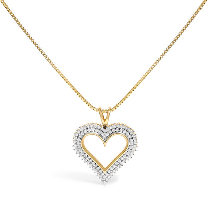 .925 Sterling Silver 1.00 Cttw Diamond Heart 18" Pendant Necklace (I-J Color, I2-I3 Clarity) Bids.com