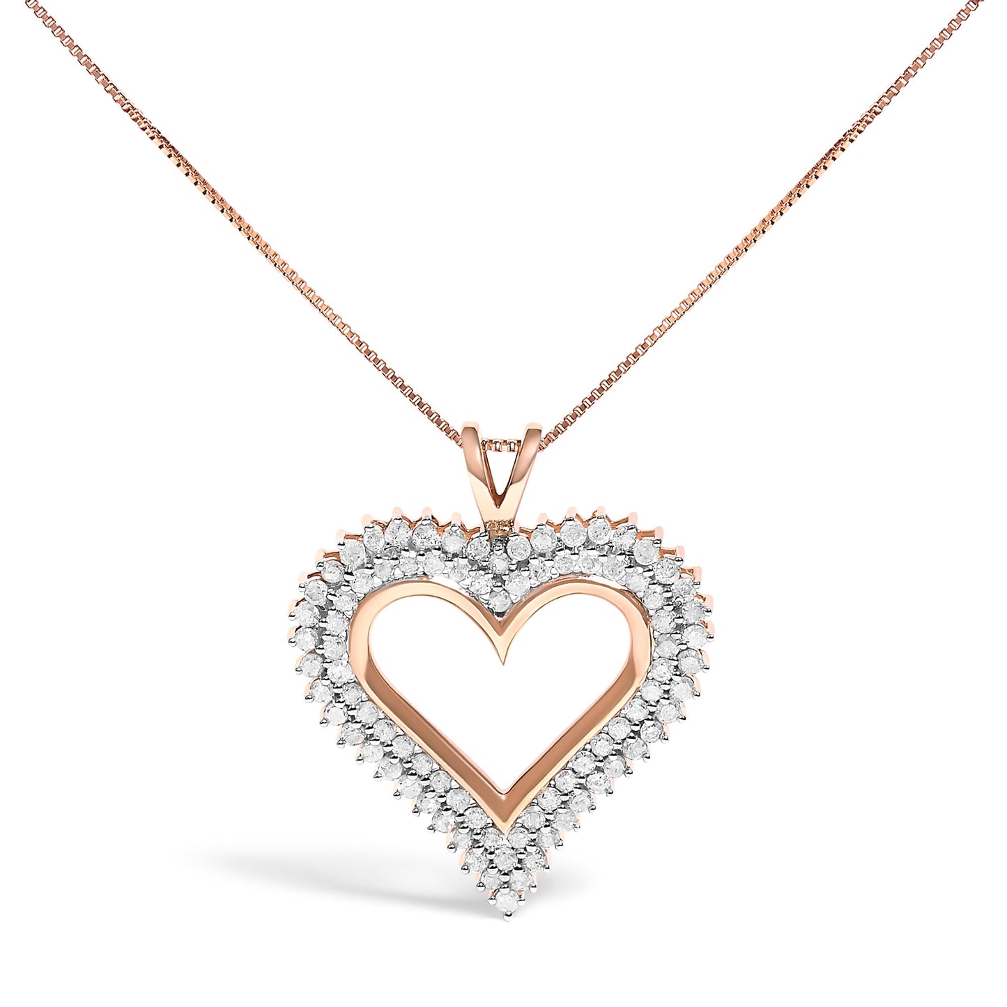 .925 Sterling Silver 1.00 Cttw Diamond Heart 18" Pendant Necklace (I-J Color, I2-I3 Clarity) Bids.com