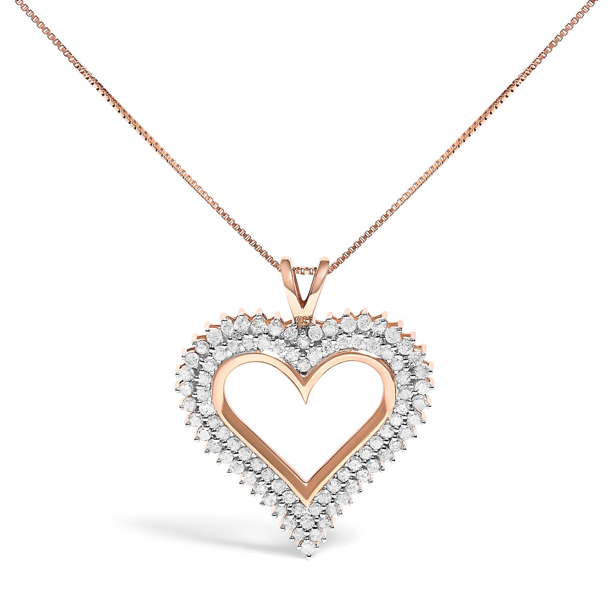 .925 Sterling Silver 1.00 Cttw Diamond Heart 18" Pendant Necklace (I-J Color, I2-I3 Clarity) Bids.com