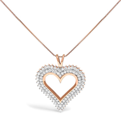 .925 Sterling Silver 1.00 Cttw Diamond Heart 18" Pendant Necklace (I-J Color, I2-I3 Clarity) Bids.com