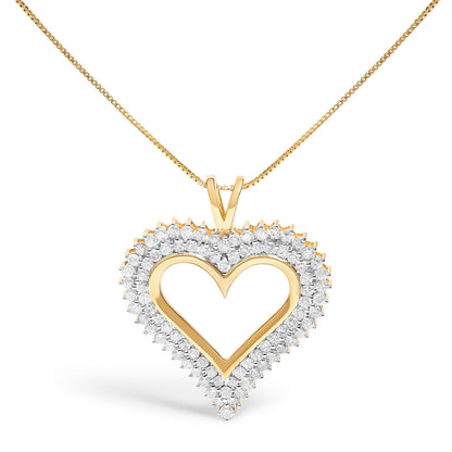 .925 Sterling Silver 1.00 Cttw Diamond Heart 18" Pendant Necklace (I-J Color, I2-I3 Clarity) Bids.com