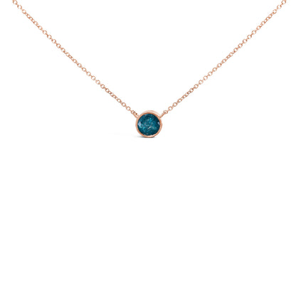14K Rose Gold 2.0 Cttw Bezel Set Blue Diamond Solitaire Pendant Necklace  - 18" Inches Bids.com