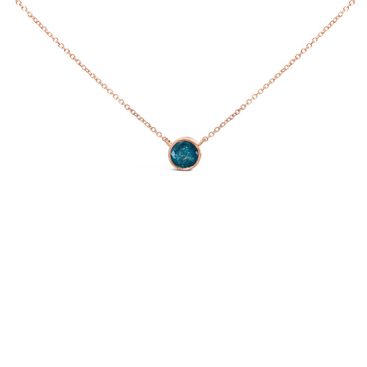 14K Rose Gold 2.0 Cttw Bezel Set Blue Diamond Solitaire Pendant Necklace  - 18" Inches Bids.com