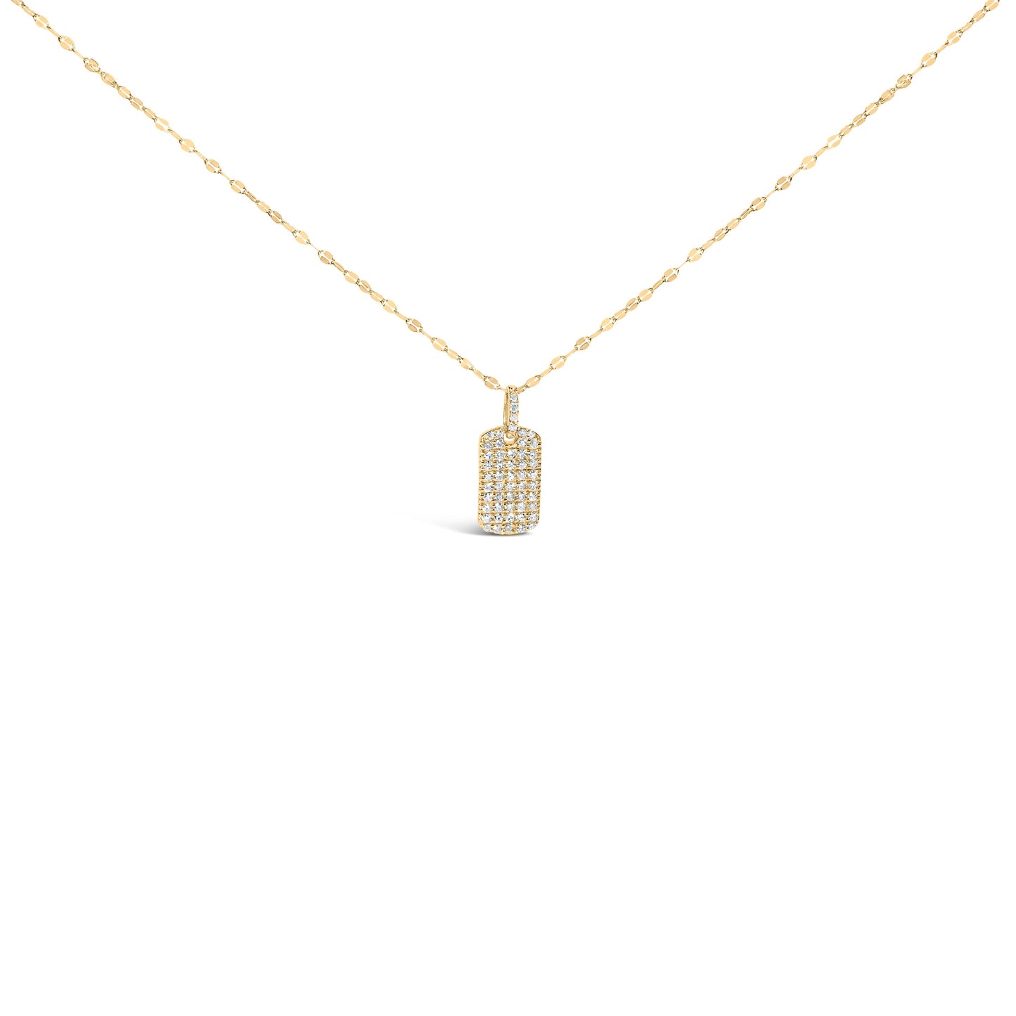 14K Yellow Gold 1/3 Cttw Diamond Dog Tag Pendant Necklaces 18" Bids.com