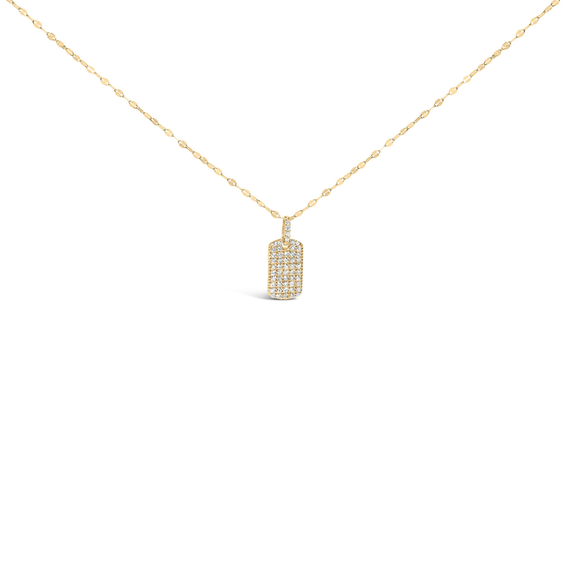 14K Yellow Gold 1/3 Cttw Diamond Dog Tag Pendant Necklaces 18" Bids.com