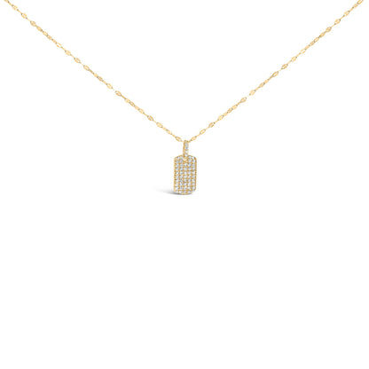 14K Yellow Gold 1/3 Cttw Diamond Dog Tag Pendant Necklaces 18" Bids.com