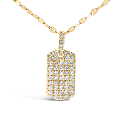 14K Yellow Gold 1/3 Cttw Diamond Dog Tag Pendant Necklaces 18" Bids.com