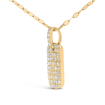 14K Yellow Gold 1/3 Cttw Diamond Dog Tag Pendant Necklaces 18" Bids.com