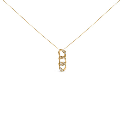 14K Yellow Gold Plated .925 Sterling Silver 1/6 Cttw Diamond Interlocking Triple Asymmetric Circle Hoop 18" Pendant Necklace (H-I Color, I1-I2 Clarity) Bids.com