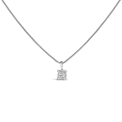Sterling Silver 1/4 Cttw Princess Cut Diamond 4 Stone Pendant Necklace Bids.com