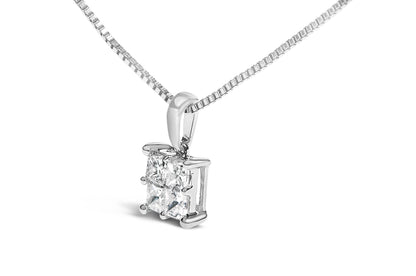 Sterling Silver 1/2 Cttw Princess-Cut Diamond 4 Stone Pendant Necklace Bids.com